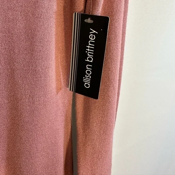 Allison Brittney Womens Size M knit Long Lace up Sleeve Sweater Dress Mauve Pink